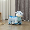Whisen Tyrannosaur Ride-On Horse with Rolling Wheels and Soft Padding, Riding Toy Gift for Toddlers - Blue - 2 of 4