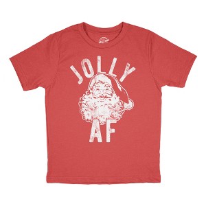 Youth Funny T Shirts Jolly AF Sarcastic Santa Claus Graphic Novelty Tee For Kids - Crazy Dog Youth T Shirt Gift For Christmas - 1 of 4