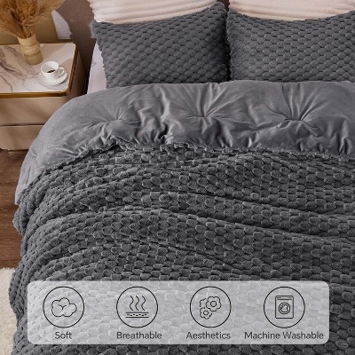 Der Rose BALHAM TRADE-3 Piece Fluffy Grey Fleece Queen Comforter Set Luxury Warm Winter Bedding Dusty Pink-Queen 88"x88" — фото 4