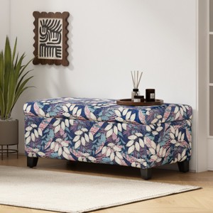 39'' Floral Upholstered Storage Ottoman with Soft-Close Hinges,Multi-Functional Bench for Bedroom or Living Room-Cuddlewood - 1 of 4