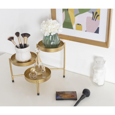 Gold Tri-Level Metal Tabletop Planter Stand, 7.3x7.3x10