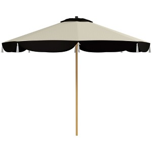 Outsunny 9FT Patio Umbrella, UPF 50+ Outdoor Market Umbrella with 8 Ribs, Vented Outdoor Table Umbrella for Deck, Backyard and Lawn, Beige - 1 of 4