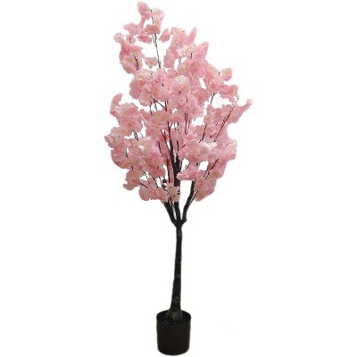 Artificial Cherry Blossom Tree in Pot - Pink Faux Flowers for Indoor/Outdoor Decor, Weddings, Home & Office