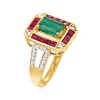 Ross-Simons 0.80 Carat Emerald, .70 ct. t.w. Ruby and .22 ct. t.w. Diamond Ring in 14kt Yellow Gold - 3 of 4