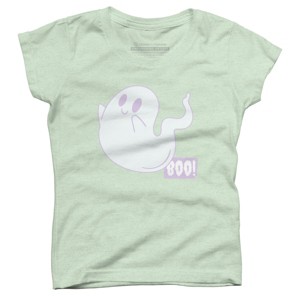 Girl's Design By Humans Boo Cute Ghost Halloween cute design By BoogieCreates T-Shirt - 1 of 3