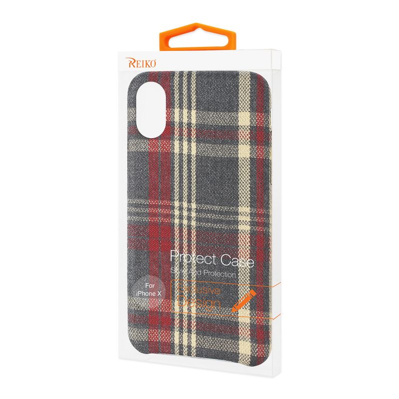 Reiko iPhone X/iPhone XS Checked Fabric Case in Red, 4 of 5