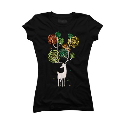 Junior's Design By Humans Mystical Color Horns White Deer By radiomode T-Shirt