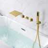 SUMERAIN Wall Mounted Bathtub Faucet with Handheld Shower, Waterfall Tub Faucet Filler, Brushed Gold - 2 of 4