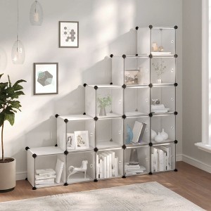 vidaXL Storage Cube Organizer with 15 Cubes and Doors Transparent PP - 1 of 4