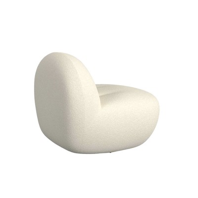 Off-White Curved Sherpa Armless Swivel Chair with Gold Finish
