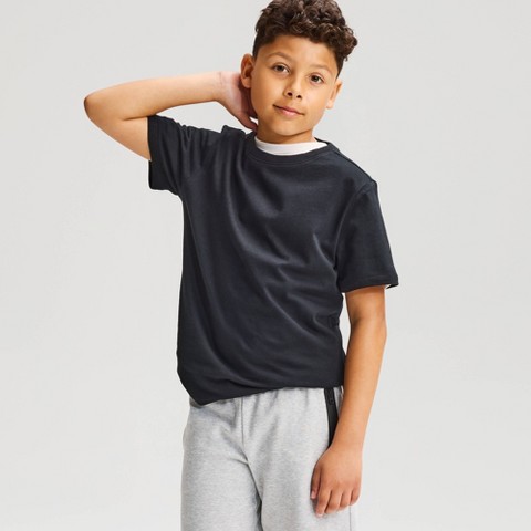 Cat & Jack Boys' Short Sleeve 100% Cotton Classic Fit T-Shirt - Cat & Jack™ Black L