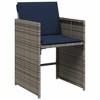 vidaXL Patio Dining Set with Cushions Table and Chairs Outdoor Gray Poly Rattan - 3 of 4