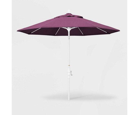 9' Sun Master Patio Umbrella Collar Tilt Crank Lift - Sunbrella Iris - California Umbrella