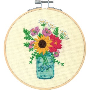 Dimensions Embroidery Kit 6" Round-Floral Jar - 1 of 1