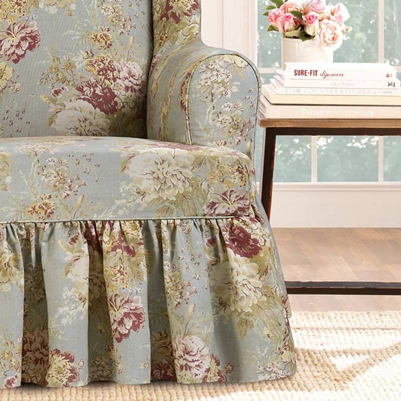 Ballad Bouquet Wing Chair Slipcover Rob&#39;s Egg Light Blue - Waverly Home, 2 of 6