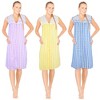 JEFFRICO 3 Pack House Dresses for Women with Pockets - Lightweight Breathable Sleeveless Snap Front Housecoat Dusters - 4 of 4