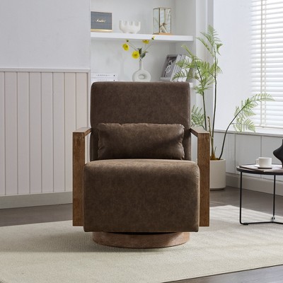 NixBex Modern Swivel Accent Chair with Solid Wood Armrests Comfy Chair Lounge Chair for Bedroom, Living Room, Office