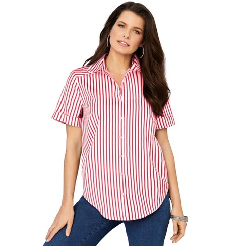 Roaman's Women's Plus Size Short-sleeve Kate Big Shirt - 40 W