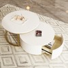 31.5" & 27.6" MDF Modern Round Nesting Coffee Tables with Fluted Base and 1 Drawer in White & Gold for Living Room, Apartment - 3 of 4