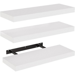 AMADA HOMEFFING 3 PCS Floating Shelf Set in White, Wall Shelves with Hidden Brackets, Floating Wall Shelves, Suitable for Bedrooms, Bathrooms, White - 1 of 4