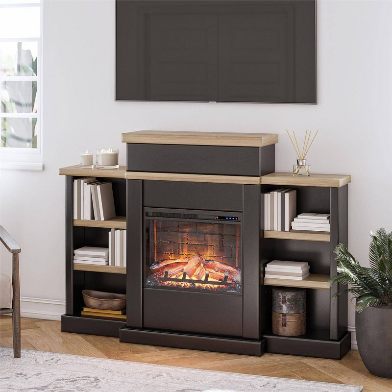 Grand Ave Electric Fireplace with Mantel and Bookcase - Room & Joy, 3 of 8
