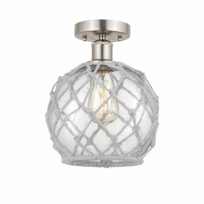 Farmhouse Rope - 1 Light Semi-Flush Mount In Industrial Style-10.75 Inches Tall and 8 Inches Wide