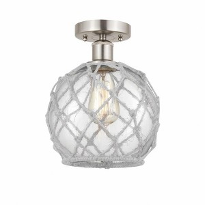 Farmhouse Rope - 1 Light Semi-Flush Mount In Industrial Style-10.75 Inches Tall and 8 Inches Wide - 1 of 1