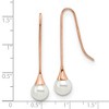 Chisel Stainless Steel Polished Rose IP-plated Imitation Pearl Dangle Earrings Shepherd Hook - 4 of 4