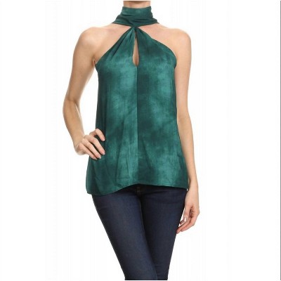 Women's High Neck Tie-dye Keyhole Top - ariella