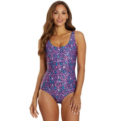Sporti Sporti HydroLast Leopard Chlorine Resistant Moderate Scoop Back One Piece Swimsuit Leopard 14