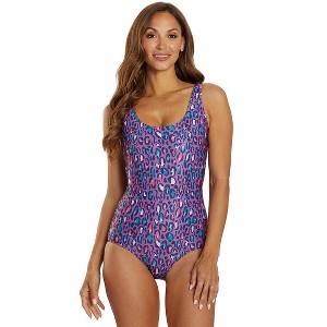 Sporti Sporti HydroLast Leopard Chlorine Resistant Moderate Scoop Back One Piece Swimsuit Leopard 10 - 1 of 4