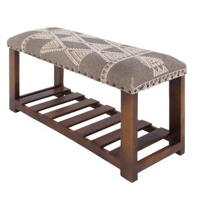 Mark & Day Lengau 16"H x 34"W x 12"D Global Charcoal Bench - 1 of 4