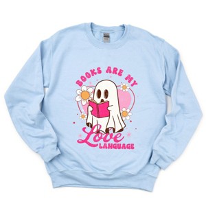 Books Are My Love Language Ghost - Women's Graphic Sweatshirt - 1 of 4