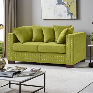 60.5" Velvet Loveseat Sofa with Storage & Square Arms - 1 of 4
