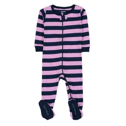 Leveret Footed Cotton Pajamas Striped Purple And Navy 4 Year : Target