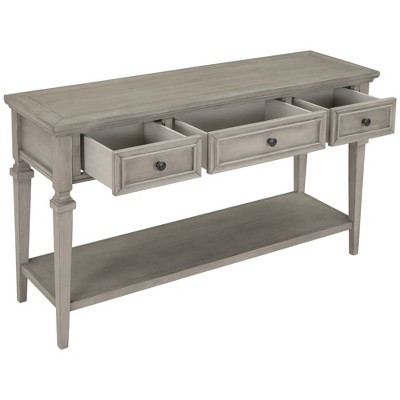 TiramisuBest Series Console Table Traditional Design with Two Drawers and Bottom Shelf with Ivory for Tables