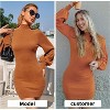 EXLURA Women's Mock Neck Ribbed Long Sleeve Bodycon Pullover Cute Mini Sweater Dress - 2 of 4
