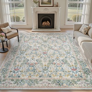 MontVoo Vintage Floral Soft Washable Rug - 1 of 4