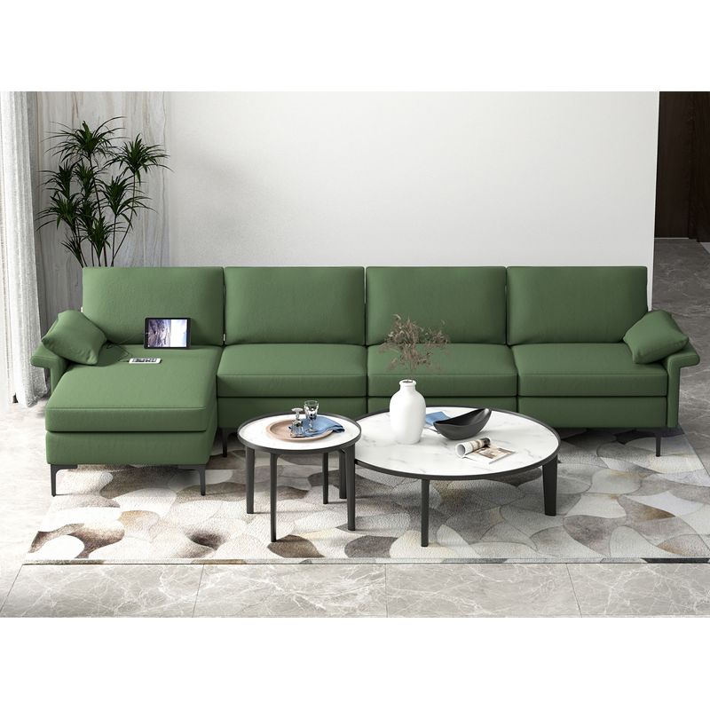 Costway  L-shaped Modern Modular Sectional Sofa w/ Reversible Chaise & 4 USB Ports, 3 of 11