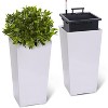 Acekool Self-Watering Planters (Set of 2) - Black & White with Drainage & Wheels - 2 of 4