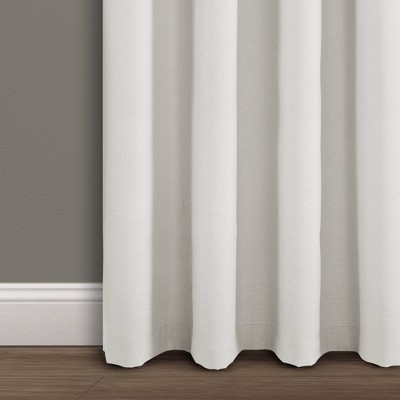 White Faux Linen Blackout Grommet Window Curtain Panel 52" x 84"
