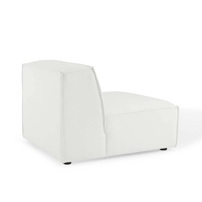 White Upholstered Fabric Armless Sectional Sofa Chair
