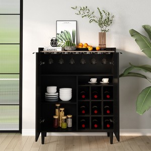 Hooseng Coffee Bar Cabinet, Kitchen Sideboard with Storage, Wine Bar Cabinet with Removable Wine Racks, Industrial Bar Cabinets for Liquor - 1 of 4