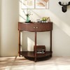KTMBDW Entryway Table, Artisan-Crafted Half Moon Fluted Console Tables with 2 Rattan Storage, Small Half Circle Tables for Hallway and Living Room - 2 of 4