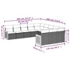 vidaXL 11 Piece Patio Sofa Set with Cushions Black Poly Rattan - Black and Cream Without Table - 3 of 4