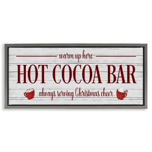 Stupell Industries Hot Cocoa Bar Winter Beverage Floating Frame Canvas Art, Gray, 31" x 14" - 1 of 4