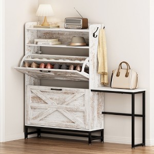 Mlmh & Kngwa 51.2"W Upholstered Entryway Shoe Cabinet,Modern Freestanding Shoe Rack with Open Shelves - 1 of 4
