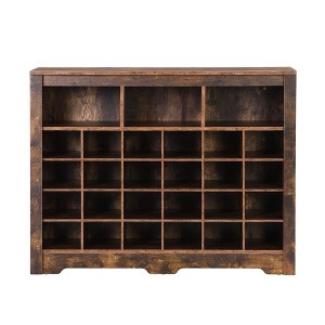 Shoe Rack with Curved Base Large Capacity Free Standing Shoe Cabinet with 24 Compartments Wooden Organizer for Entryway Bedroom Living Room - 1 of 3