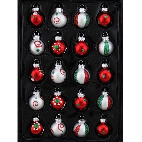 Mini Colored Glass Christmas Ball Ornaments - 20 Pc.