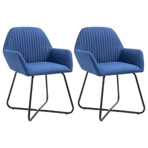 vidaXL Dining Chairs 2 pcs Blue Fabric - 1 of 4